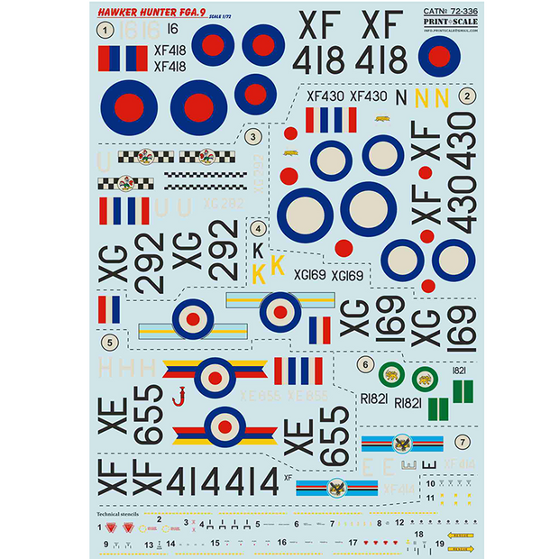 Print Scale 72-336 Decal Hawker Hunter FGA.9 Scale 1:72 for Aircraft Plastic model kit