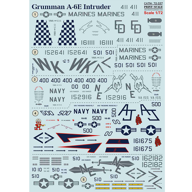 Print Scale 72-337 Decal Grumman A-6 Intruder Scale 1:72 for Aircraft Plastic model kit