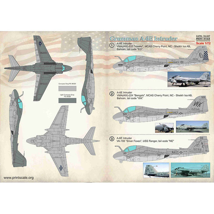 Print Scale 72-337 Decal Grumman A-6 Intruder Scale 1:72 for Aircraft Plastic model kit
