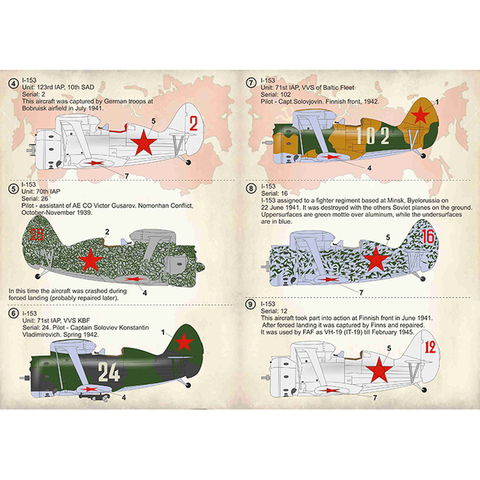 Print Scale 72-338 Decal Polikarpov I-153 Chaika Scale 1:72 for Aircraft Plastic model kit