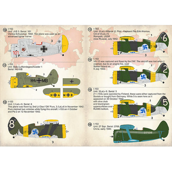 Print Scale 72-338 Decal Polikarpov I-153 Chaika Scale 1:72 for Aircraft Plastic model kit