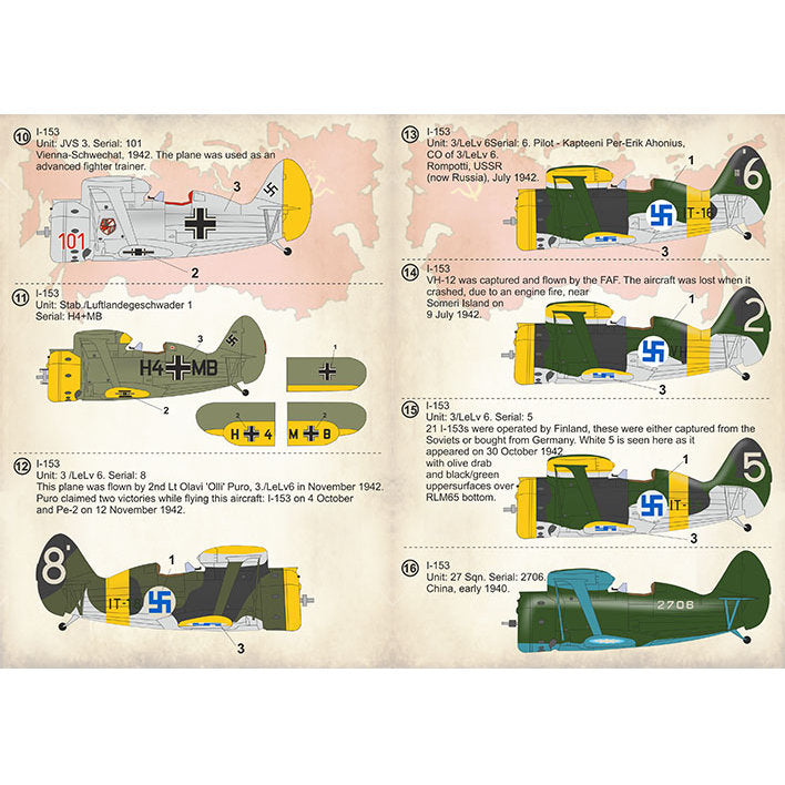 Print Scale 72-338 Decal Polikarpov I-153 Chaika Scale 1:72 for Aircraft Plastic model kit