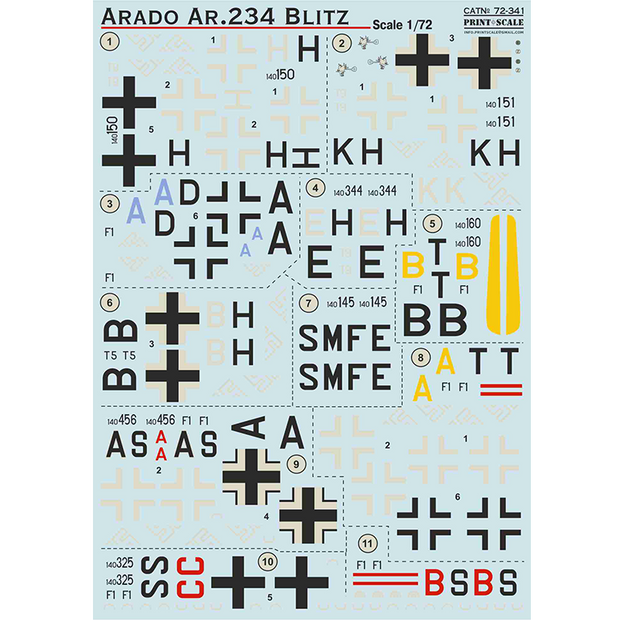 Print Scale 72-341 Decal Arado Ar 234 Blitz Scale 1:72 for Aircraft Plastic model kit