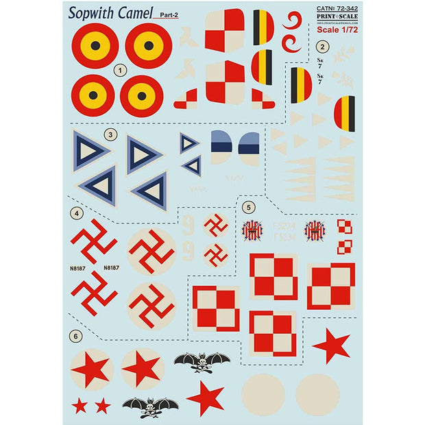Print Scale 72-342 Decal Sopwich Camel Part 2 Scale 1:72 for Aircraft Plastic model kit