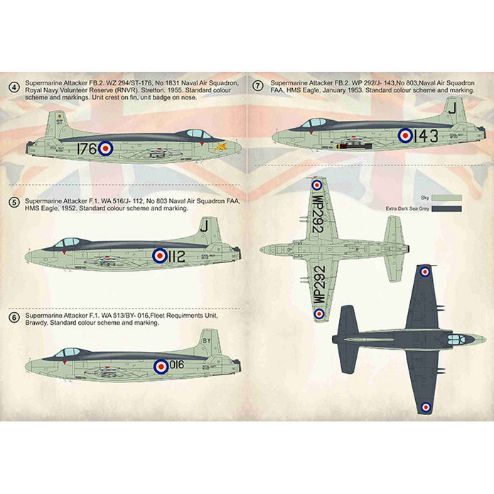 Print Scale 72-346 Decal Supermarine Attaker Part 2 Scale 1:72 for Aircraft Plastic model kit