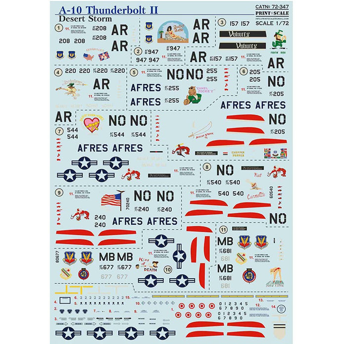 Print Scale 72-347 Decal A-10 Thunderbolt ll Desert Storm Part 3 Scale 1:72 for Aircraft Plastic model kit