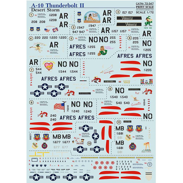 Print Scale 72-347 Decal A-10 Thunderbolt ll Desert Storm Part 3 Scale 1:72 for Aircraft Plastic model kit