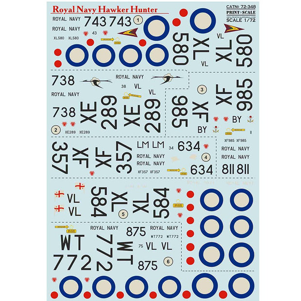 Print Scale 72-348 Decal Roya Navy Hawker Hunter Scale 1:72 for Aircraft Plastic model kit