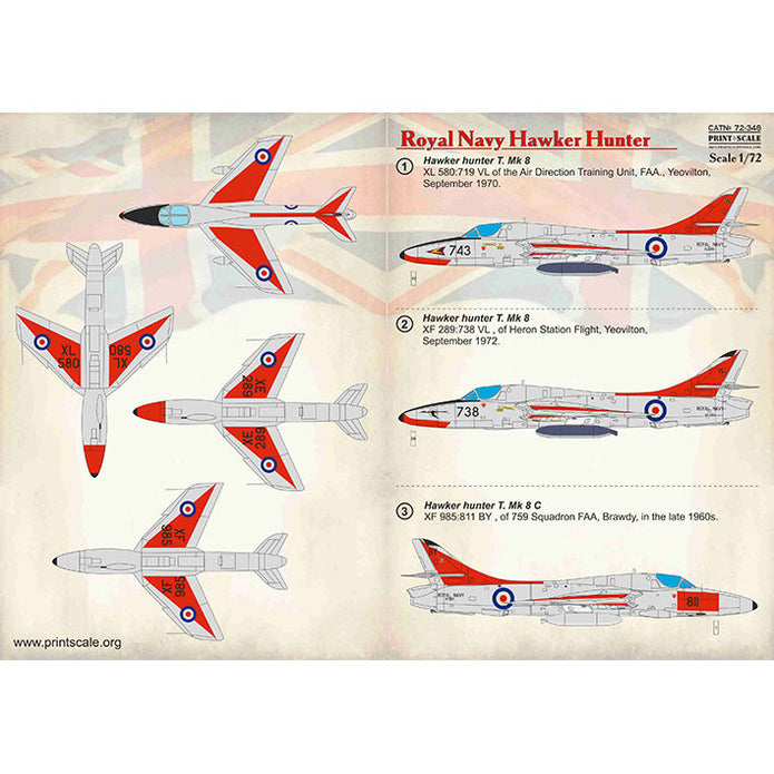 Print Scale 72-348 Decal Roya Navy Hawker Hunter Scale 1:72 for Aircraft Plastic model kit