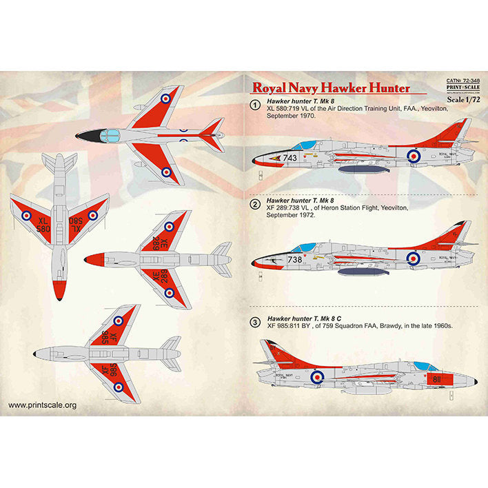 Print Scale 72-348 Decal Roya Navy Hawker Hunter Scale 1:72 for Aircraft Plastic model kit