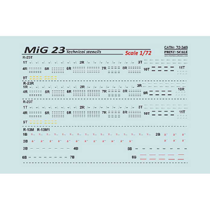 Print Scale 72-349 Decal 1:72 MiG-23 technical stensils In the complete set 1.5 sheets