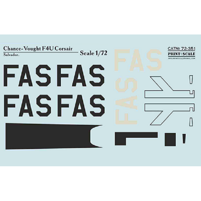 Print Scale 72-351 Decal 1:72 Chance Vought F4U Corsair Salvador In the complete set 1.5 sheets