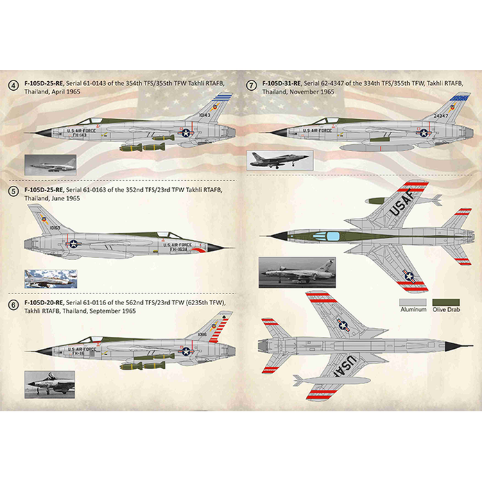Print Scale 72-352 Decal Silver F-105D Thunderchiefs in the Viet nam War Scale 1:72 for Aircraft Plastic model kit