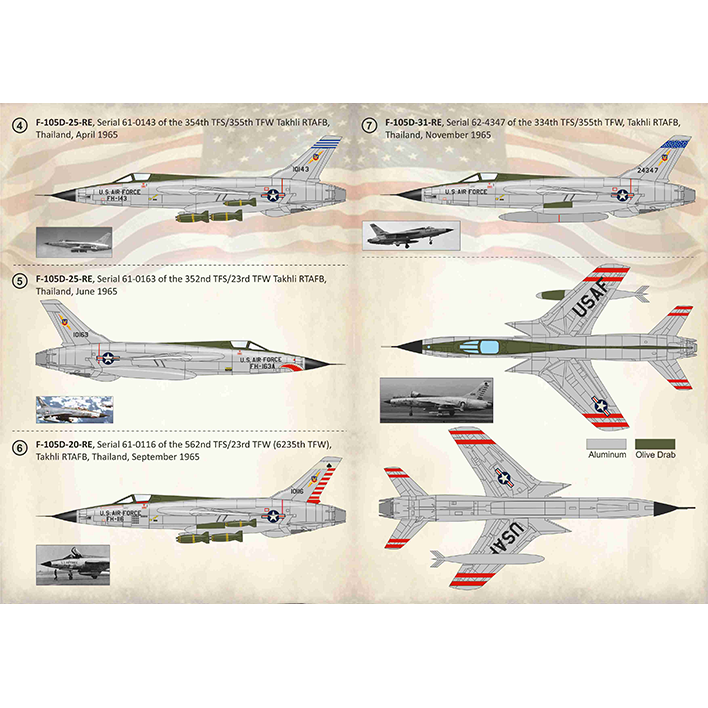 Print Scale 72-352 Decal Silver F-105D Thunderchiefs in the Viet nam War Scale 1:72 for Aircraft Plastic model kit