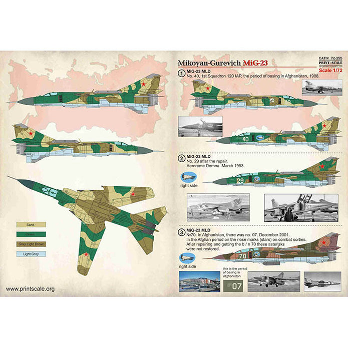 Print Scale 72-355 Decal Mikoyan-Gurevich MiG-23 Scale 1:72 for Aircraft Plastic model kit
