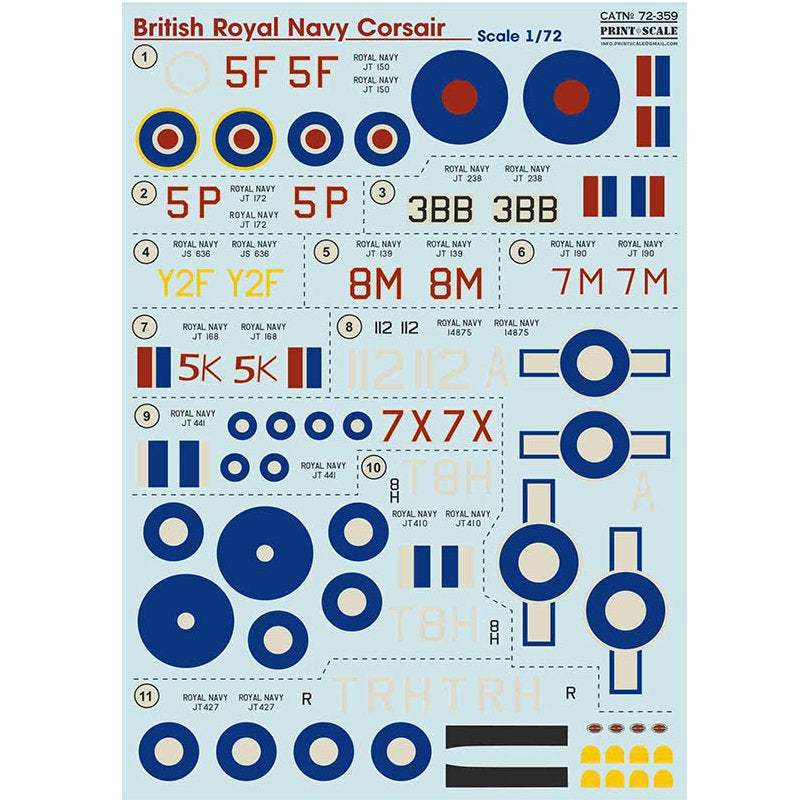 Print Scale 72-359 Decal British Royal Navy Corsair Scale 1:72 for Aircraft Plastic model kit