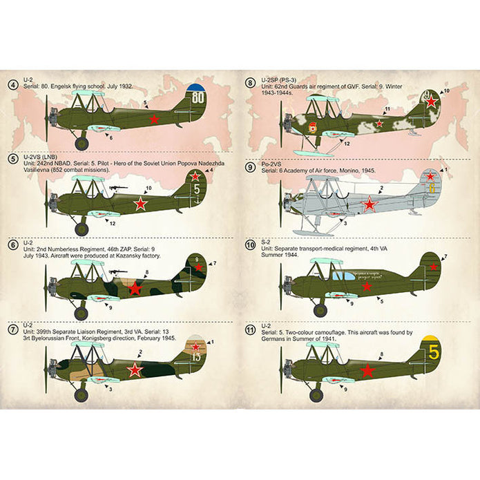 Print Scale 72-365 Decal Polikarpov U-2 Po-2 Part-1 Scale 1:72 for Aircraft Plastic model kit