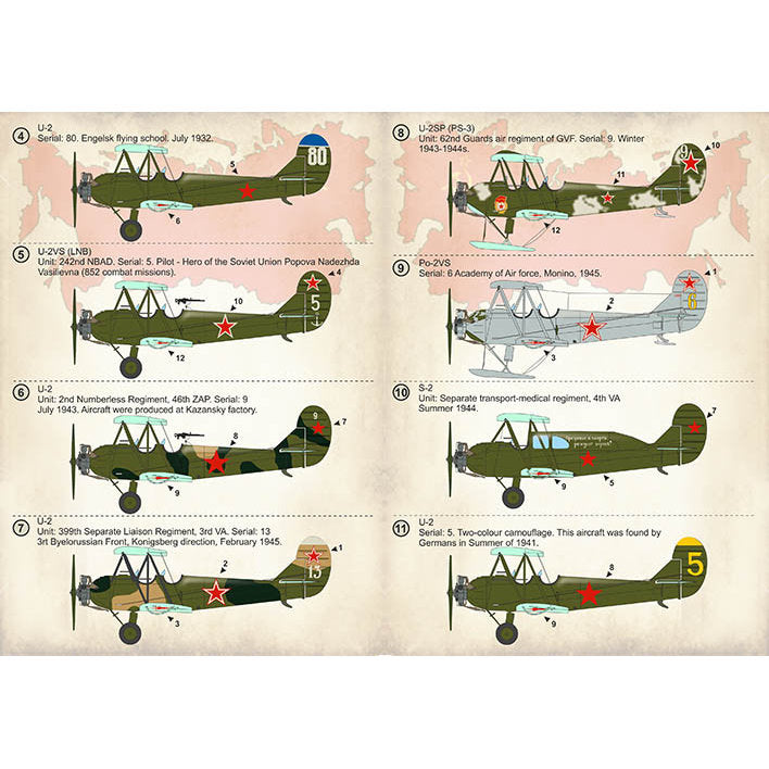 Print Scale 72-365 Decal Polikarpov U-2 Po-2 Part-1 Scale 1:72 for Aircraft Plastic model kit