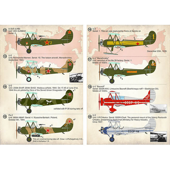 Print Scale 72-365 Decal Polikarpov U-2 Po-2 Part-1 Scale 1:72 for Aircraft Plastic model kit