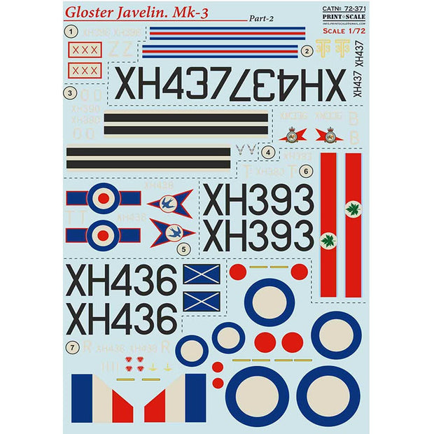 Print Scale 72-371 Decal 1:72 Gloster Javelin Mk-3 Part 2 In the complete set 2 sheets
