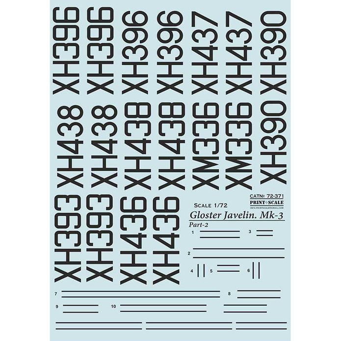 Print Scale 72-371 Decal 1:72 Gloster Javelin Mk-3 Part 2 In the complete set 2 sheets