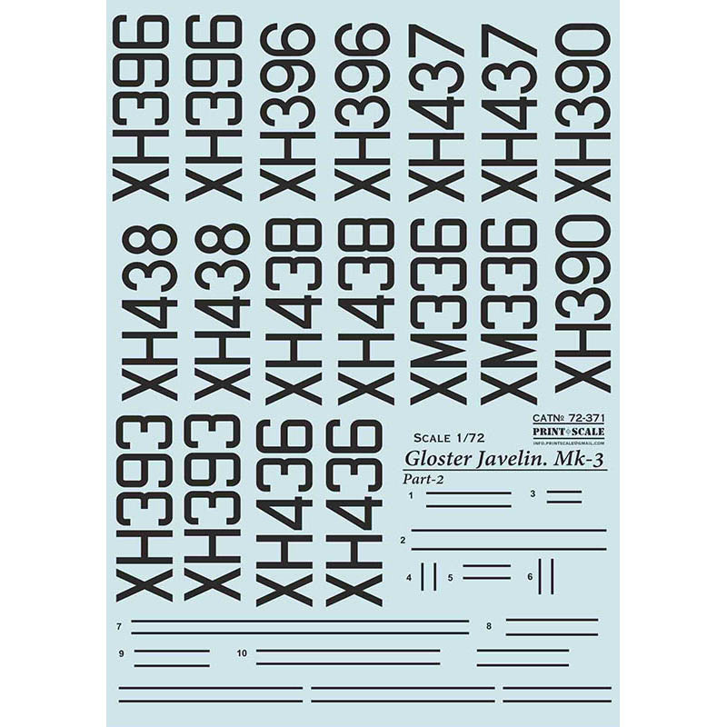 Print Scale 72-371 Decal 1:72 Gloster Javelin Mk-3 Part 2 In the complete set 2 sheets