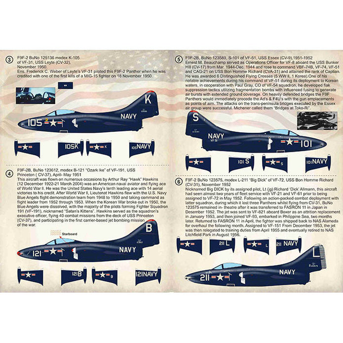 Print Scale 72-372 Decal Navy F9F-2 -3 Panthers in Combat over Korea Scale 1:72 for Aircraft Plastic model kit