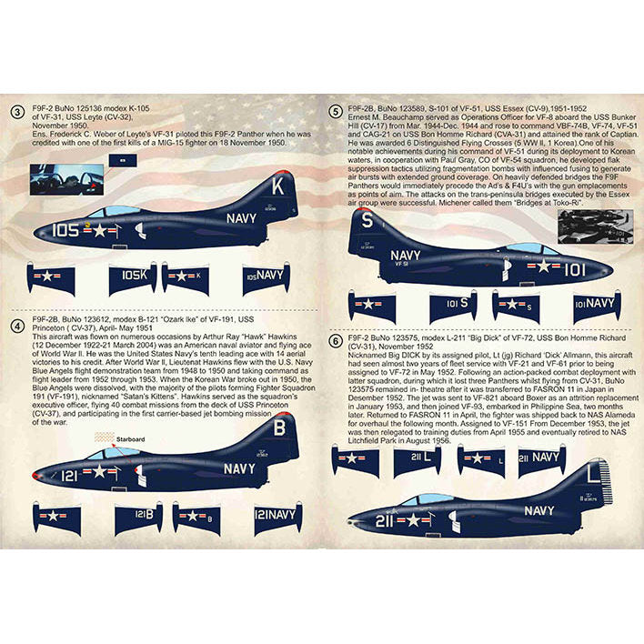 Print Scale 72-372 Decal Navy F9F-2 -3 Panthers in Combat over Korea Scale 1:72 for Aircraft Plastic model kit