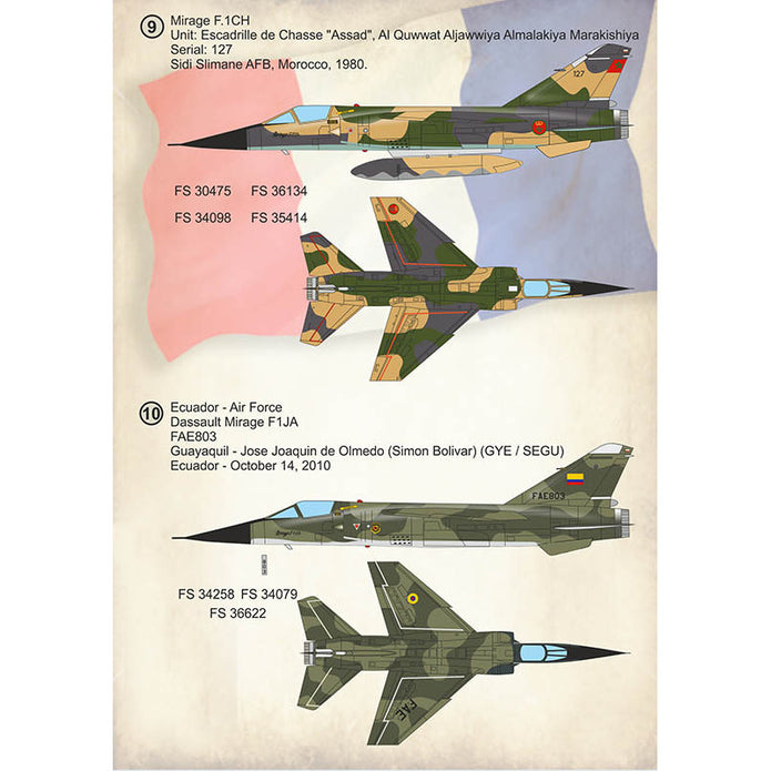 Print Scale 72-373 Decal Dassault Mirage F.1 Part-1 Scale 1:72 for Aircraft Plastic model kit