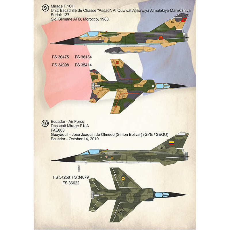 Print Scale 72-373 Decal Dassault Mirage F.1 Part-1 Scale 1:72 for Aircraft Plastic model kit