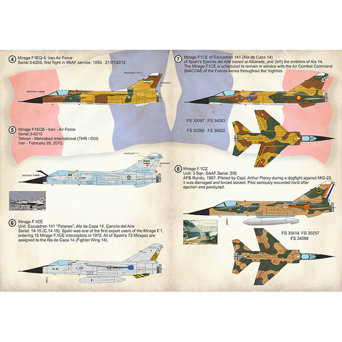 Print Scale 72-373 Decal Dassault Mirage F.1 Part-1 Scale 1:72 for Aircraft Plastic model kit