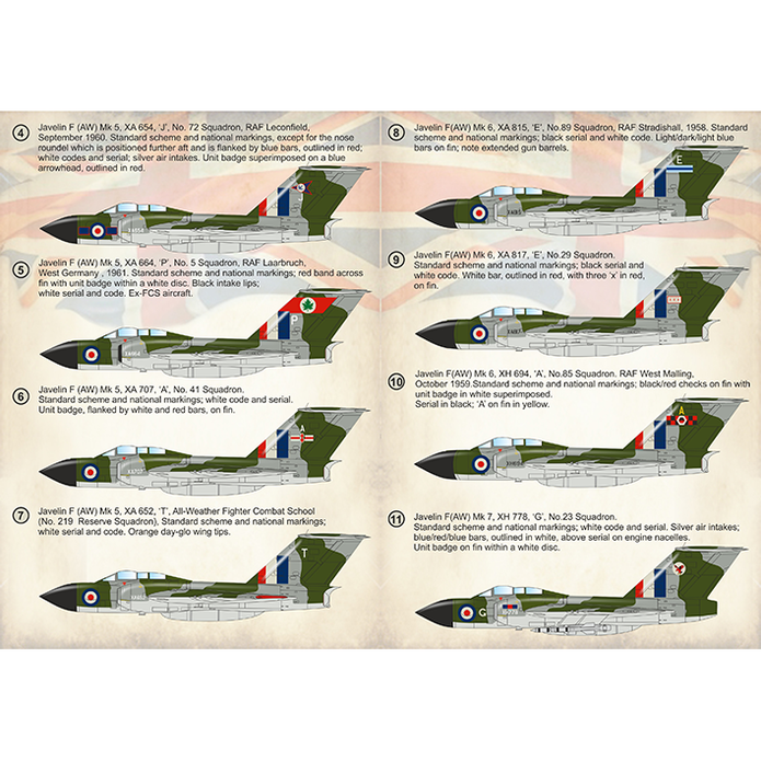 Print Scale 72-375 Decal 1:72 Gloster Javelin Mk-5 Mk-6 Mk-7 Part 4 In the complete set 1.5 sheets