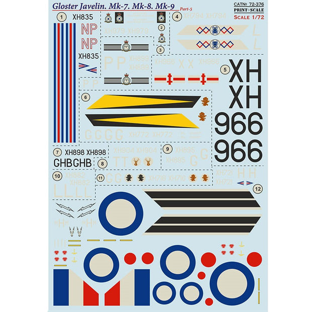 Print Scale 72-376 Decal Gloster Javelin, Part 5 In the complete set 2 sheets Scale 1:72