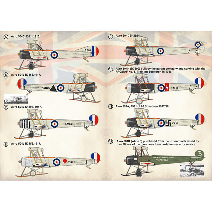 Print Scale 72-380 Decal Avro-504 Scale 1:72 for Aircraft Plastic model kit