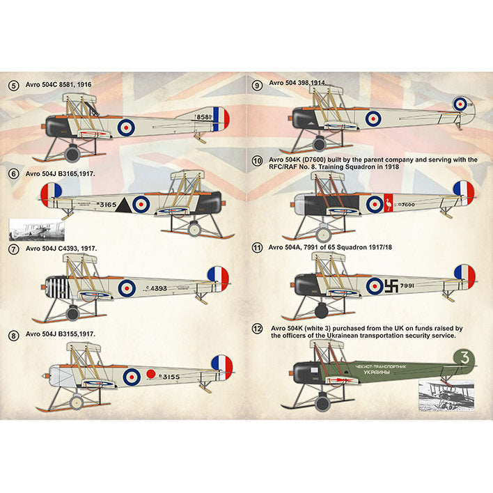 Print Scale 72-380 Decal Avro-504 Scale 1:72 for Aircraft Plastic model kit