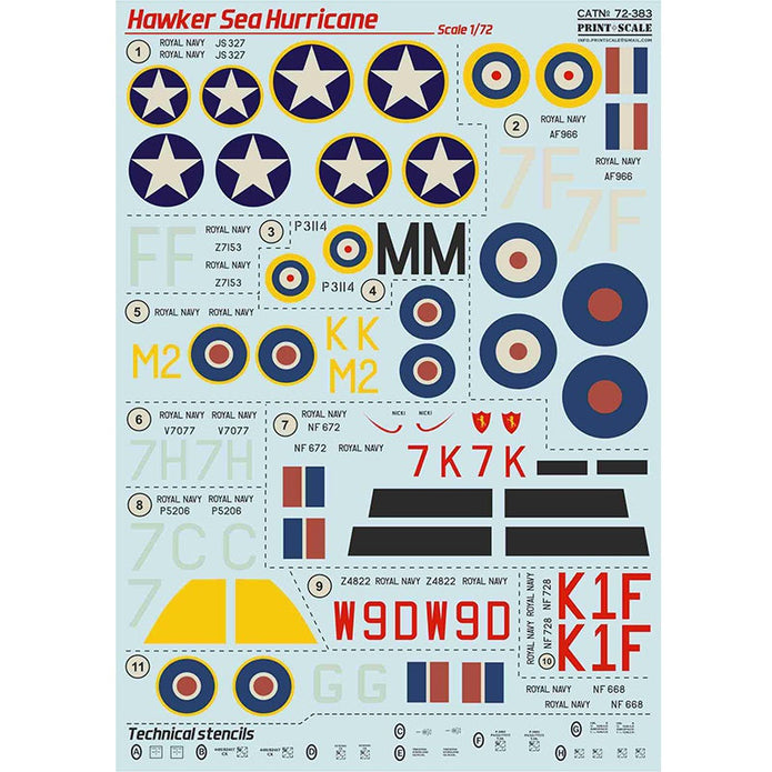 Print Scale 72-383 Decal Hawker Sea Hurrikane Scale 1:72 for Helicopter Plastic model kit