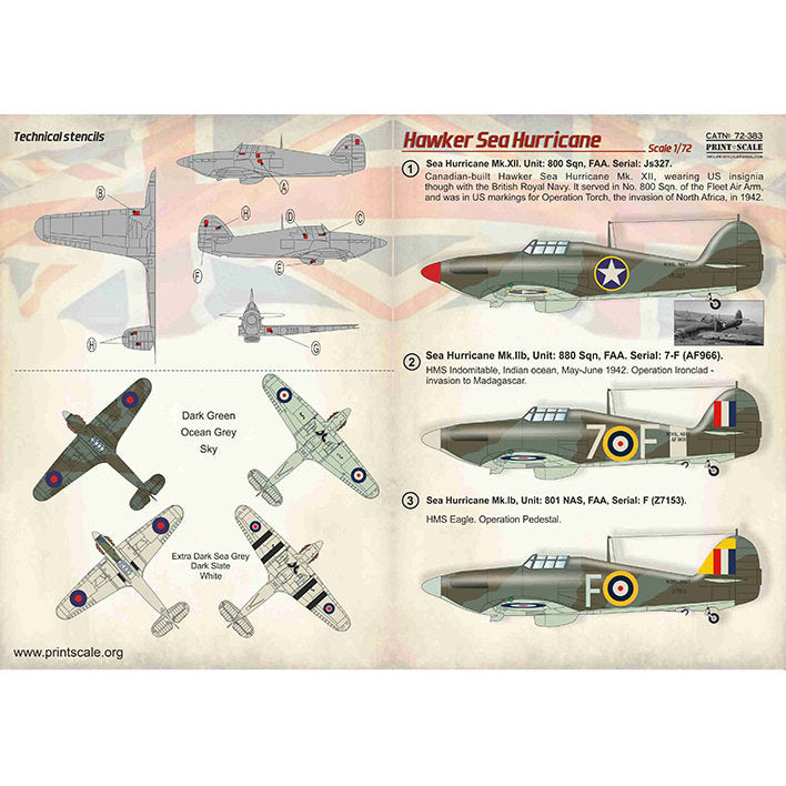 Print Scale 72-383 Decal Hawker Sea Hurrikane Scale 1:72 for Helicopter Plastic model kit