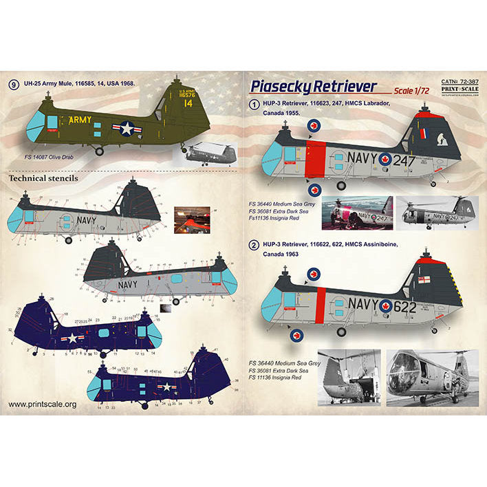 Print Scale 72-387 Decal Piasecky Retriever The complete set 1.5 leaf Scale 1:72 for Helicopter Plastic model kit