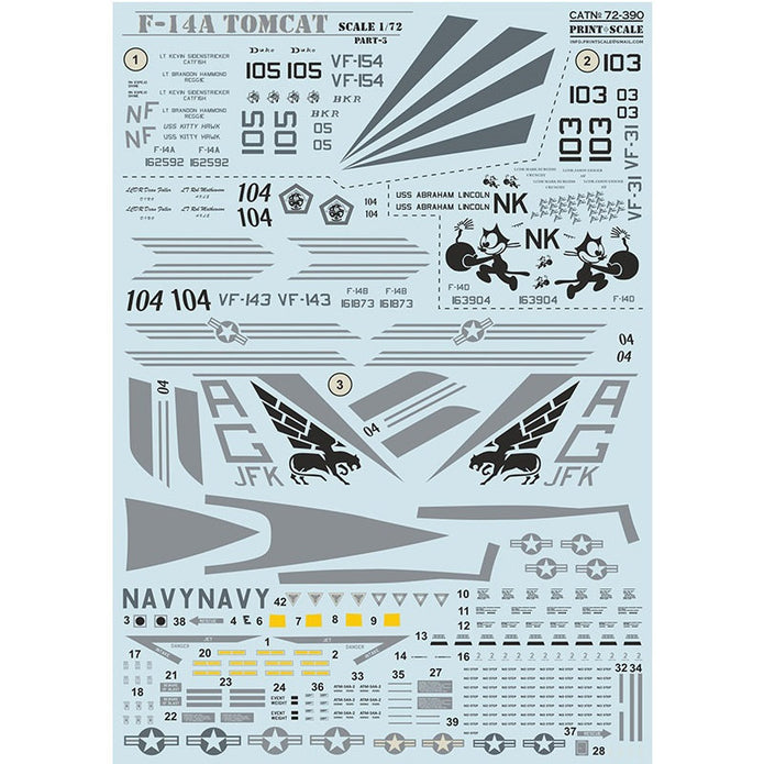 Print Scale 72-390 Decal Tomcat F-14 A Part 3 Scale 1:72 for Aircraft Plastic model kit