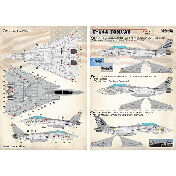 Print Scale 72-390 Decal Tomcat F-14 A Part 3 Scale 1:72 for Aircraft Plastic model kit