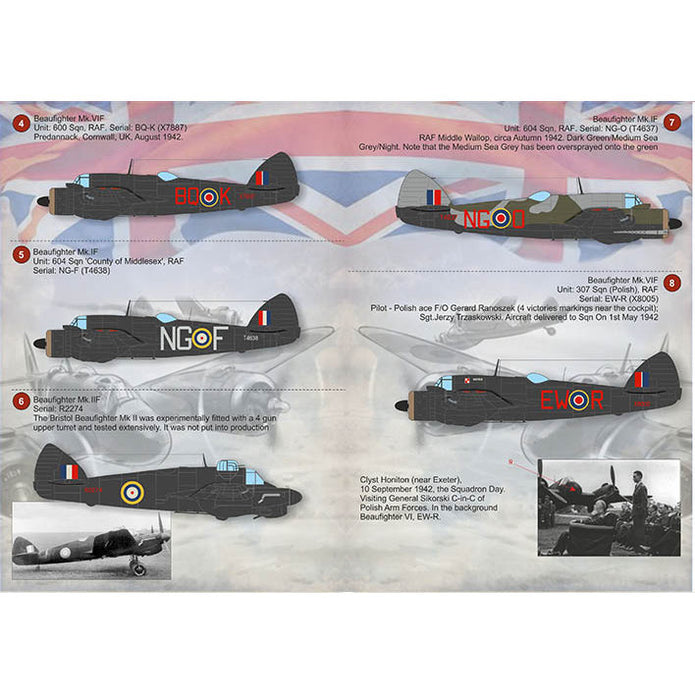 Print Scale 72-391 Decal Bristol Beaufighter Part 2 Scale 1:72 for Aircraft Plastic model kit