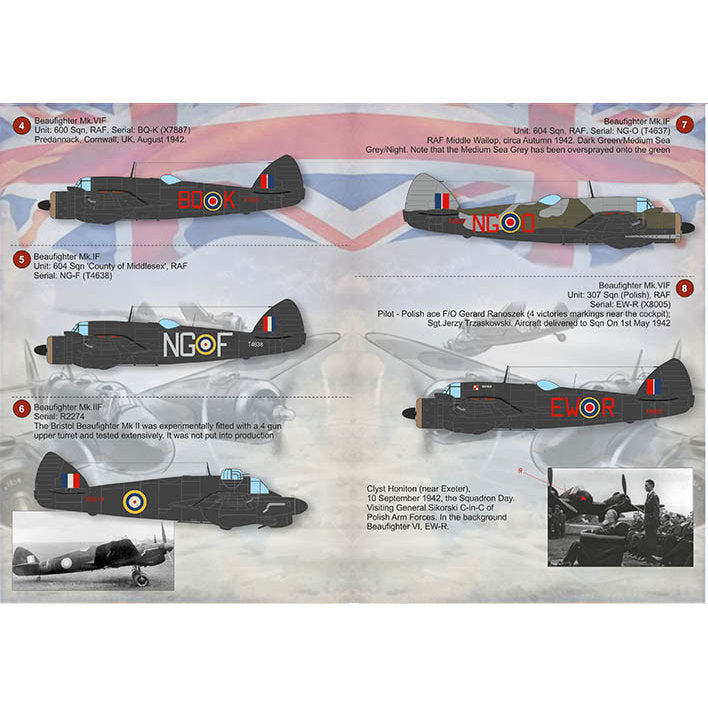 Print Scale 72-391 Decal Bristol Beaufighter Part 2 Scale 1:72 for Aircraft Plastic model kit