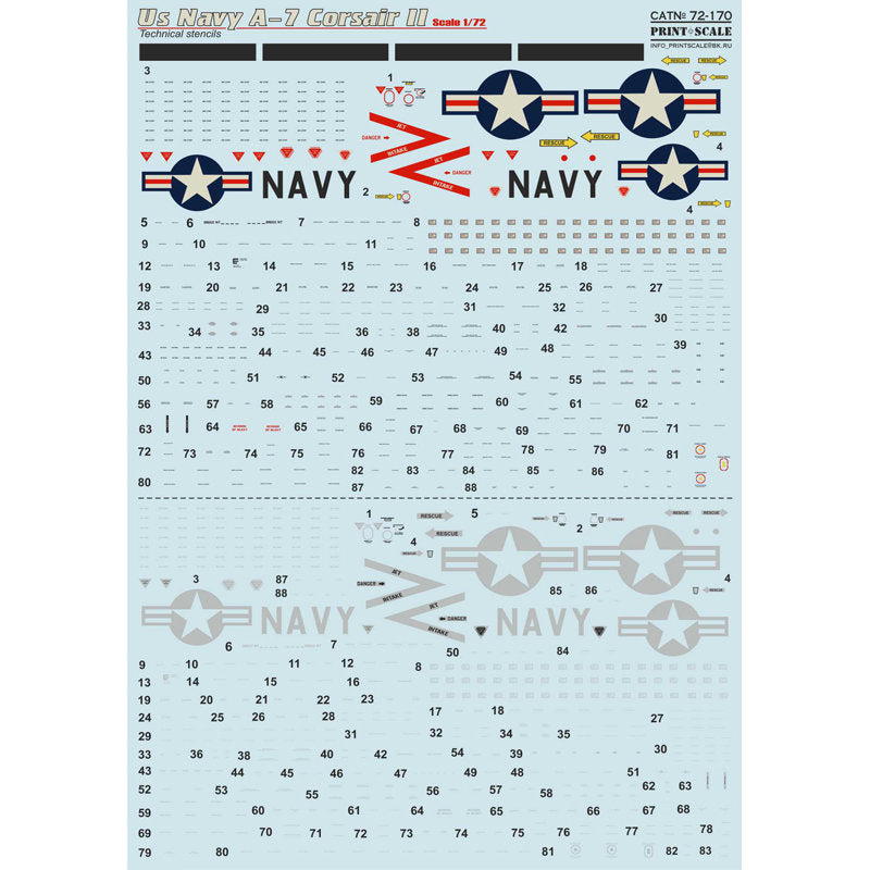 Print Scale 72-392 Decal 1:72 A-7 Corsair II, Part 3 + A-7 Corsair II technical stencils