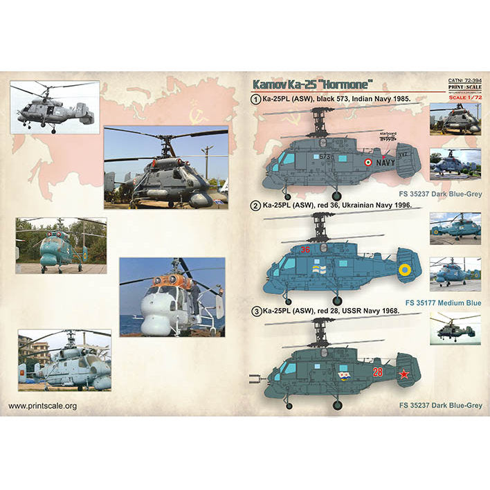 Print Scale 72-394 Decal Kamov Ka-25 Hormone Scale 1:72 for Helicopter Plastic model kit