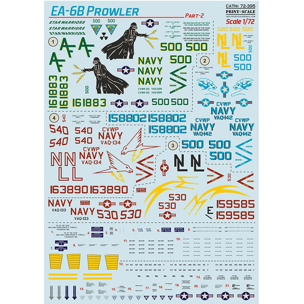 Print Scale 72-395 Decal EA-6B Prowler Part 2 Scale 1:72 for Aircraft Plastic model kit