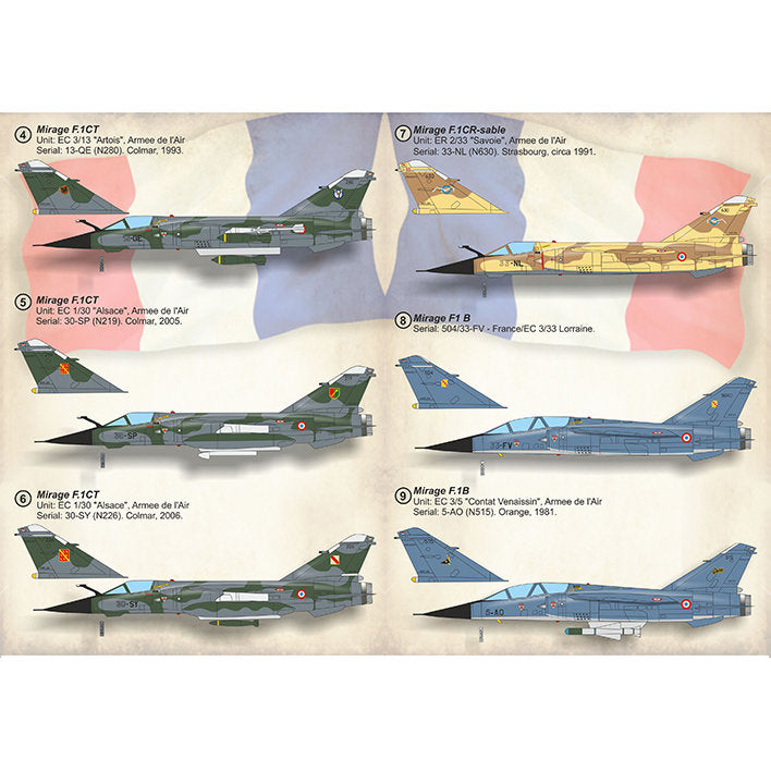 Print Scale 72-397 Decal Dassault Mirage F.1 Part-2 Scale 1:72 for Aircraft Plastic model kit