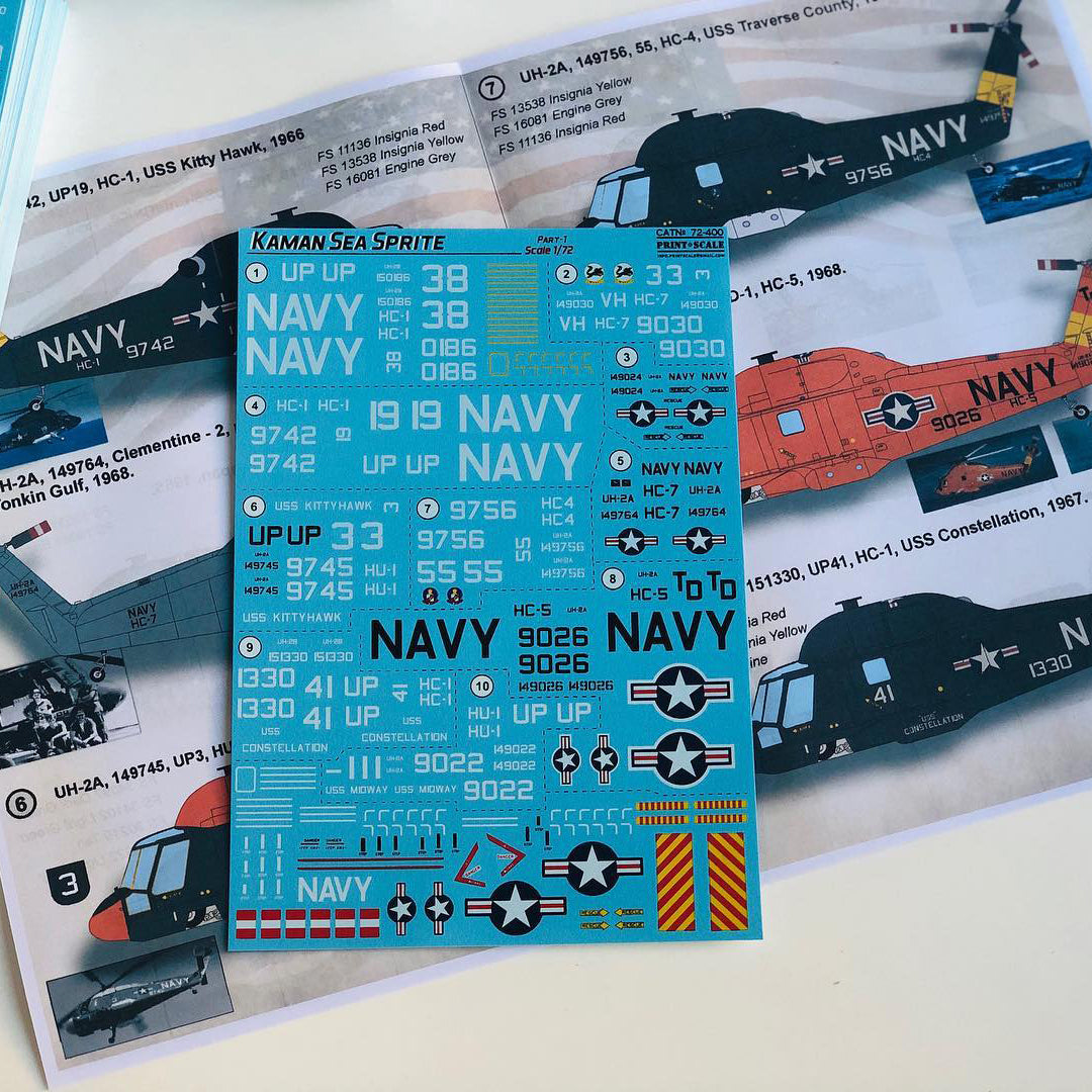 Print Scale 72-400 Decal Kaman Sea Sprite, Part 1 Scale 1:72 for Helicopter Plastic model kit