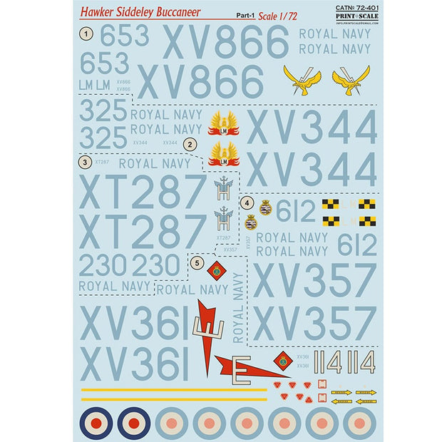 Print Scale 72-401 Decal 1:72 Hawker Siddeley Buccaneer Part 1 The complete set 1.5 leaf