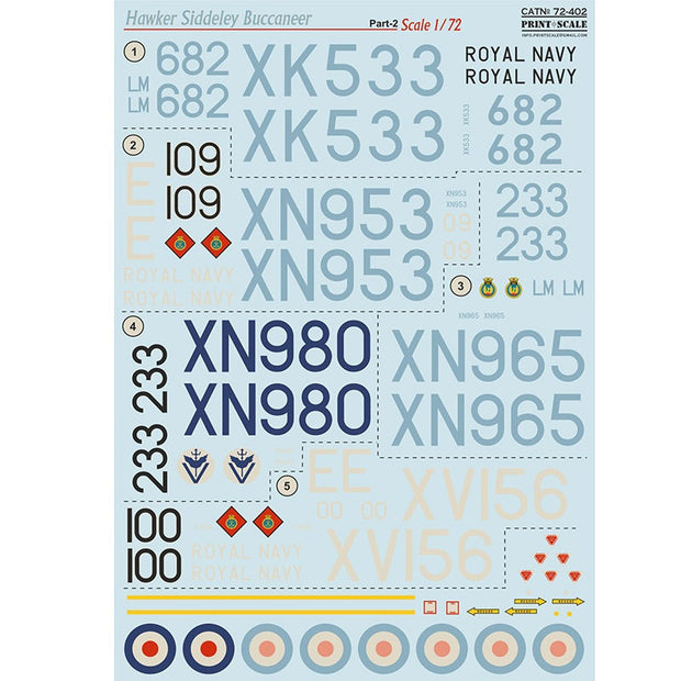 Print Scale 72-402 Decal 1:72 Hawker Siddeley Buccaneer Part 2 The complete set 1.5 leaf