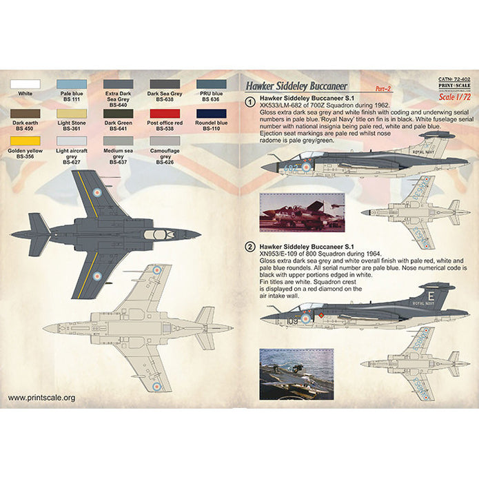 Print Scale 72-402 Decal 1:72 Hawker Siddeley Buccaneer Part 2 The complete set 1.5 leaf
